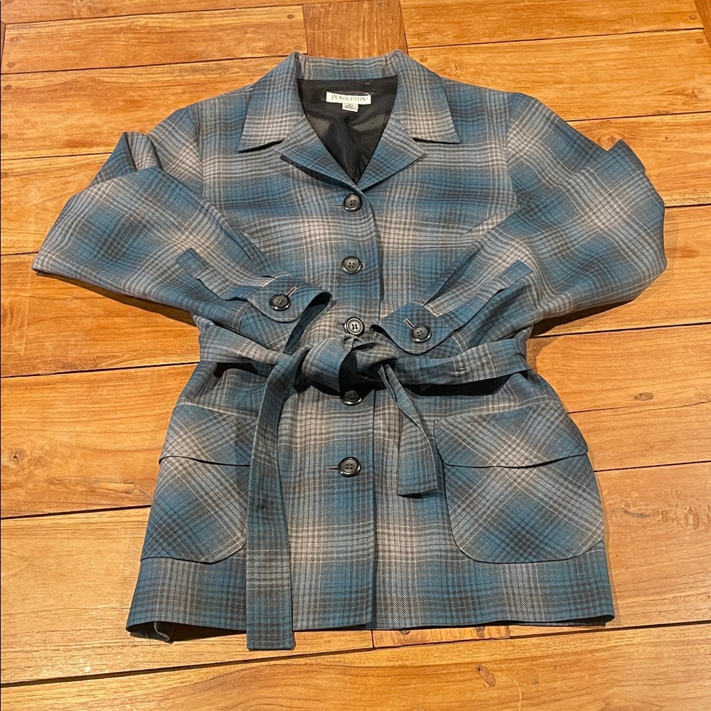 PENDLETON Blue and Grey Plaid Women's Blazer